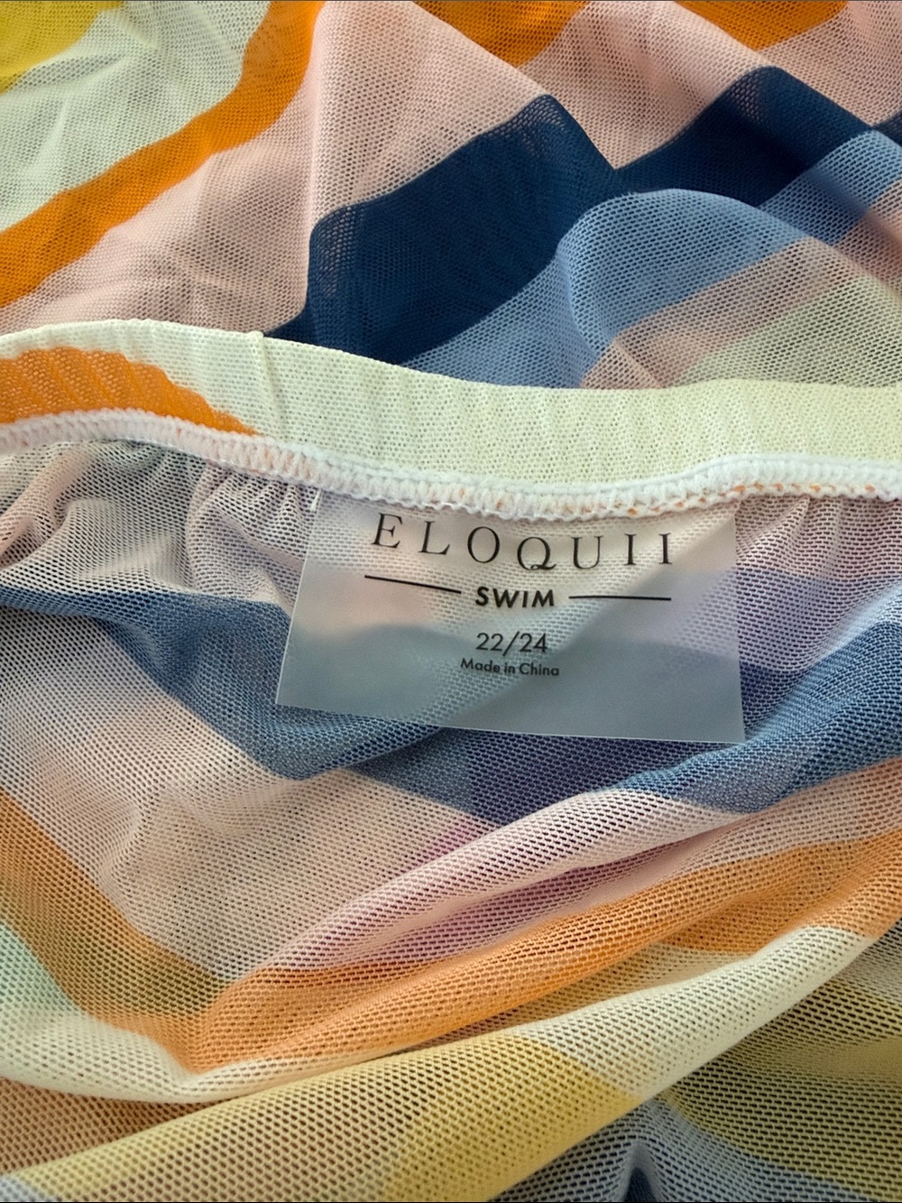 NWT Eloquii Mesh Side Tie Wrap Sarong Swimsuit Coverup Skirt Stripe Colorful - Picture 4 of 5